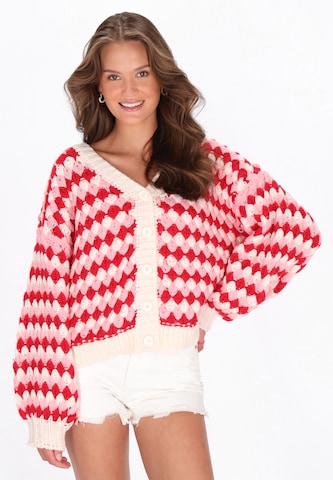 MYMO Knit cardigan in Red: front