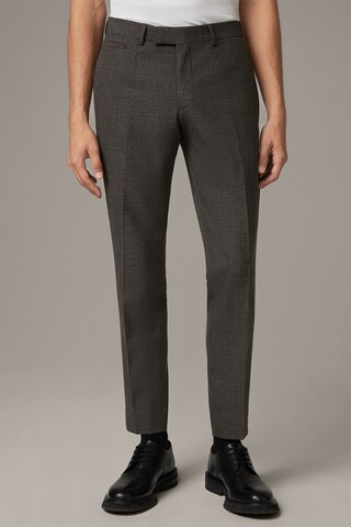 STRELLSON Slim fit Pleat-Front Pants 'Kynd' in Brown: front