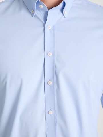 Slim fit Camicia business 'Leonardo Sport Poplin Stretch Man Shirt Black' di 7Camicie in blu