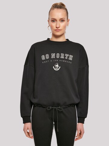 F4NT4STIC Sweatshirt 'Go North Knut & Jan Hamburg' in Zwart: voorkant