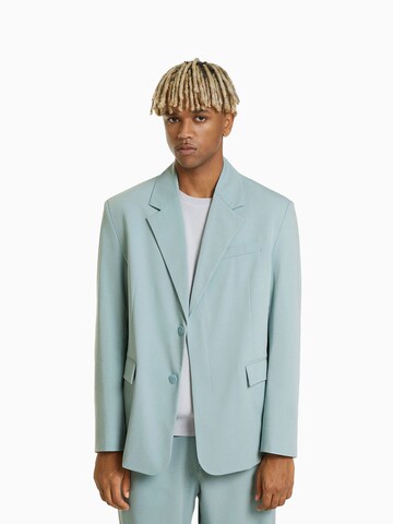 Coupe regular Veste de costume Bershka en bleu : devant