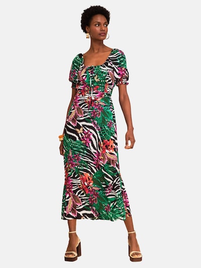 Rochie pe 42 love & roses pe verde smarald / ciclam / negru / alb, Vizualizare produs