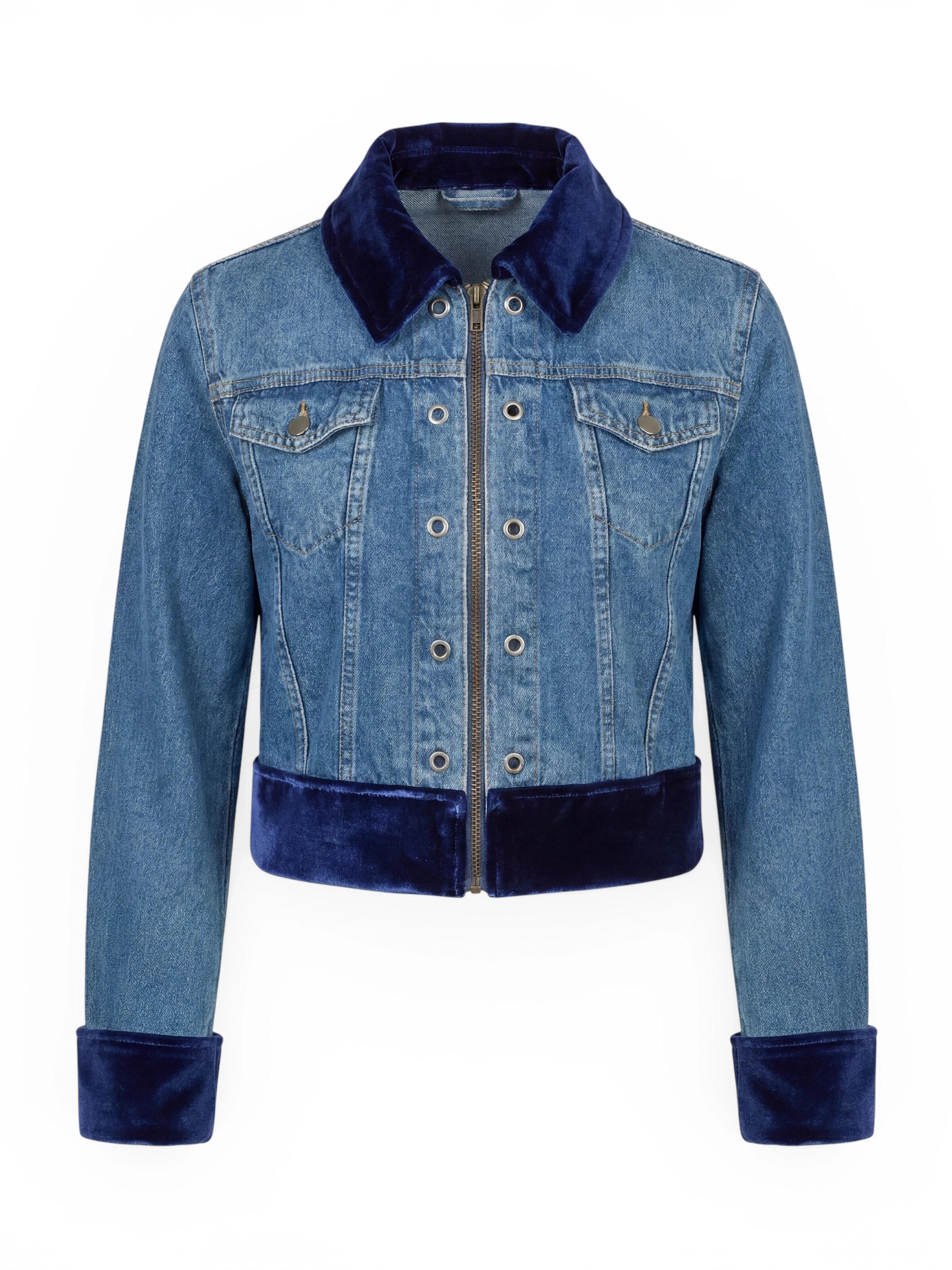 Fenice Between-season jacket 'Denim Velvet Fusion' in Blue