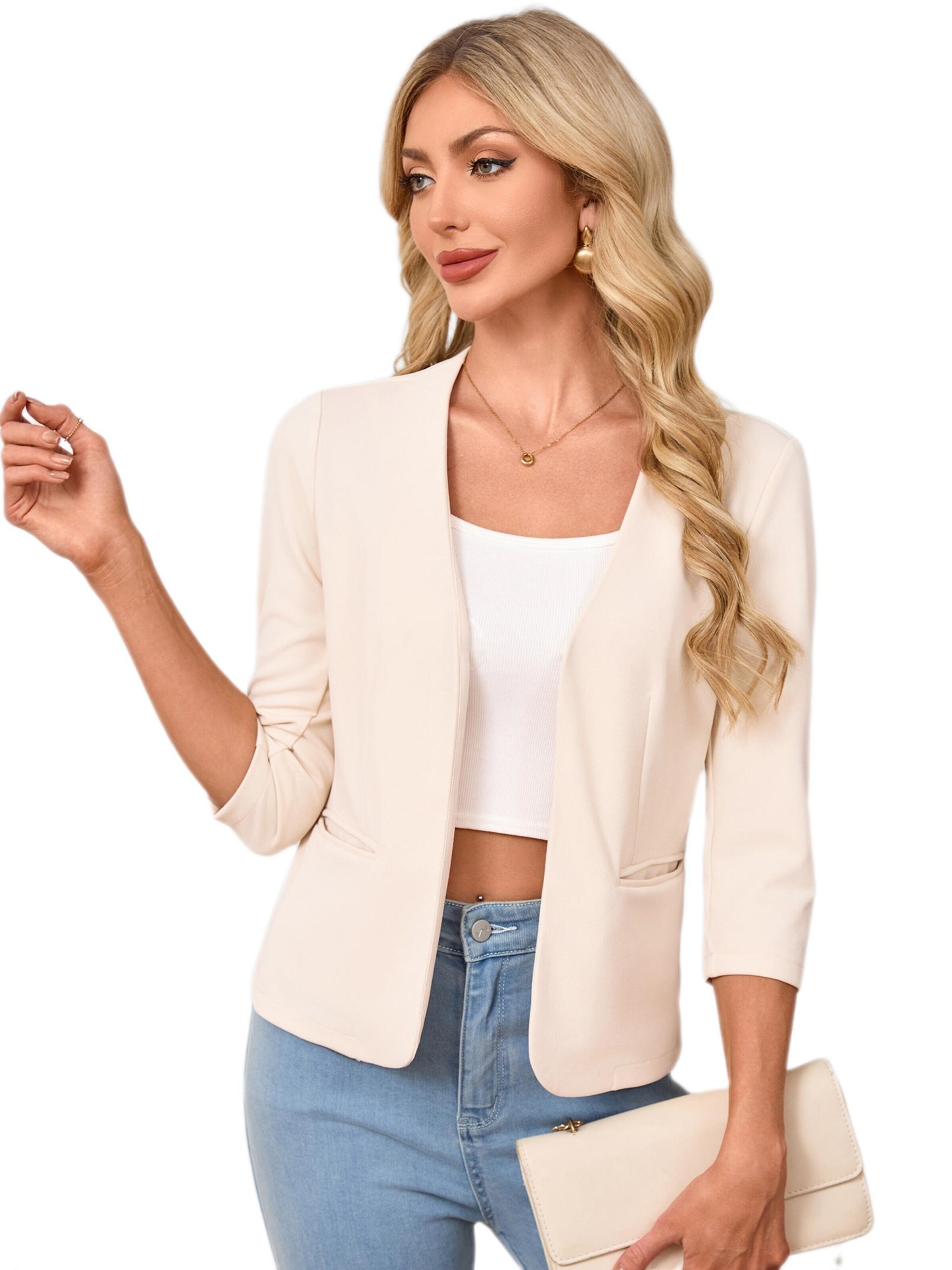Yesfashion Marynarka w kolorze pomarańczowy