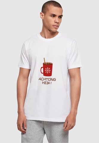 Merchcode Shirt 'Achtung Heiss' in Wit: voorkant