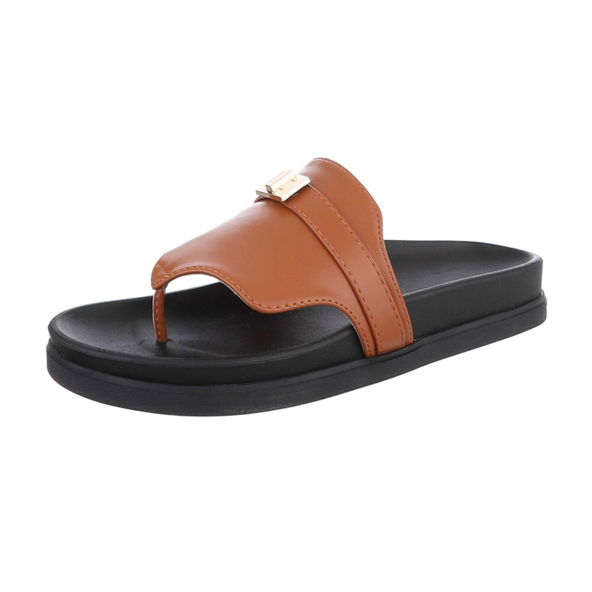 Ital-Design T-Bar Sandals in Beige: front