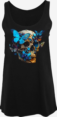 F4NT4STIC Top 'Totenkopf Schmetterling' in Black: front