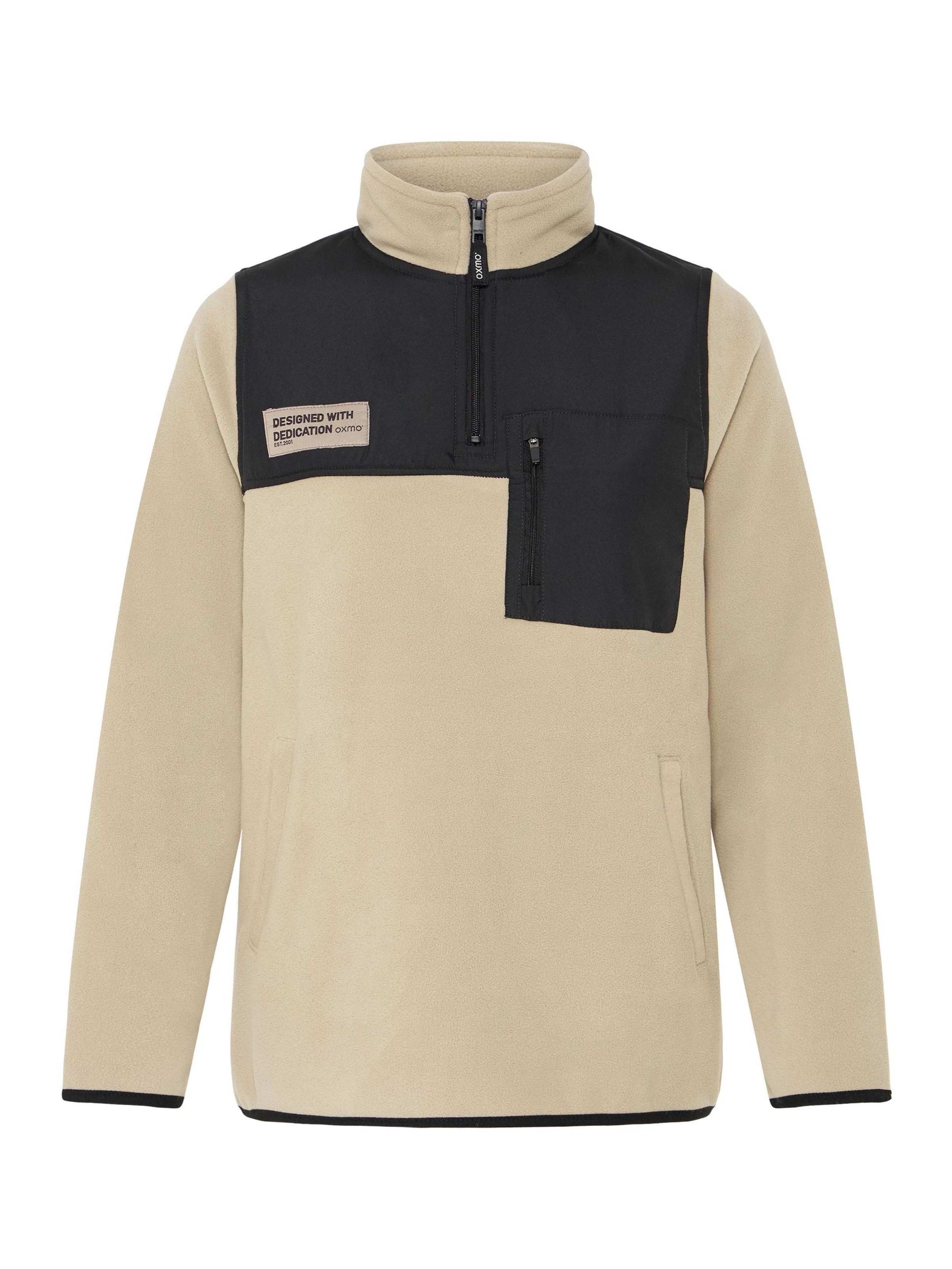 Pullover ' OXNETE HALFZIP ' di Oxmo in beige: frontale
