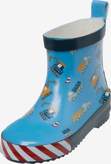 PLAYSHOES Gumene čizme 'Baustelle' veličine 18 u mornarsko plava / svijetloplava / crvena / bijela, Pregled proizvoda