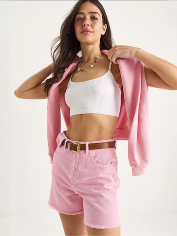 Bianco Lucci Slimfit Jeans in Roze