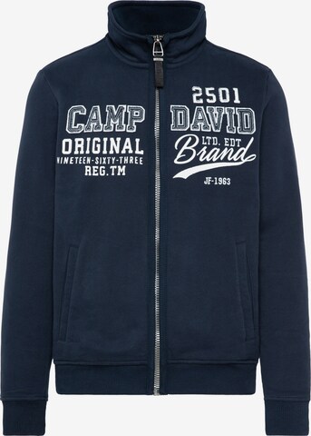 CAMP DAVID Zip-Up Hoodie in Blue: front