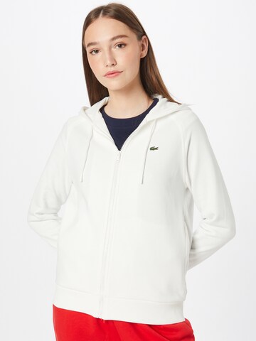 LACOSTE Zip-Up Hoodie in White: front