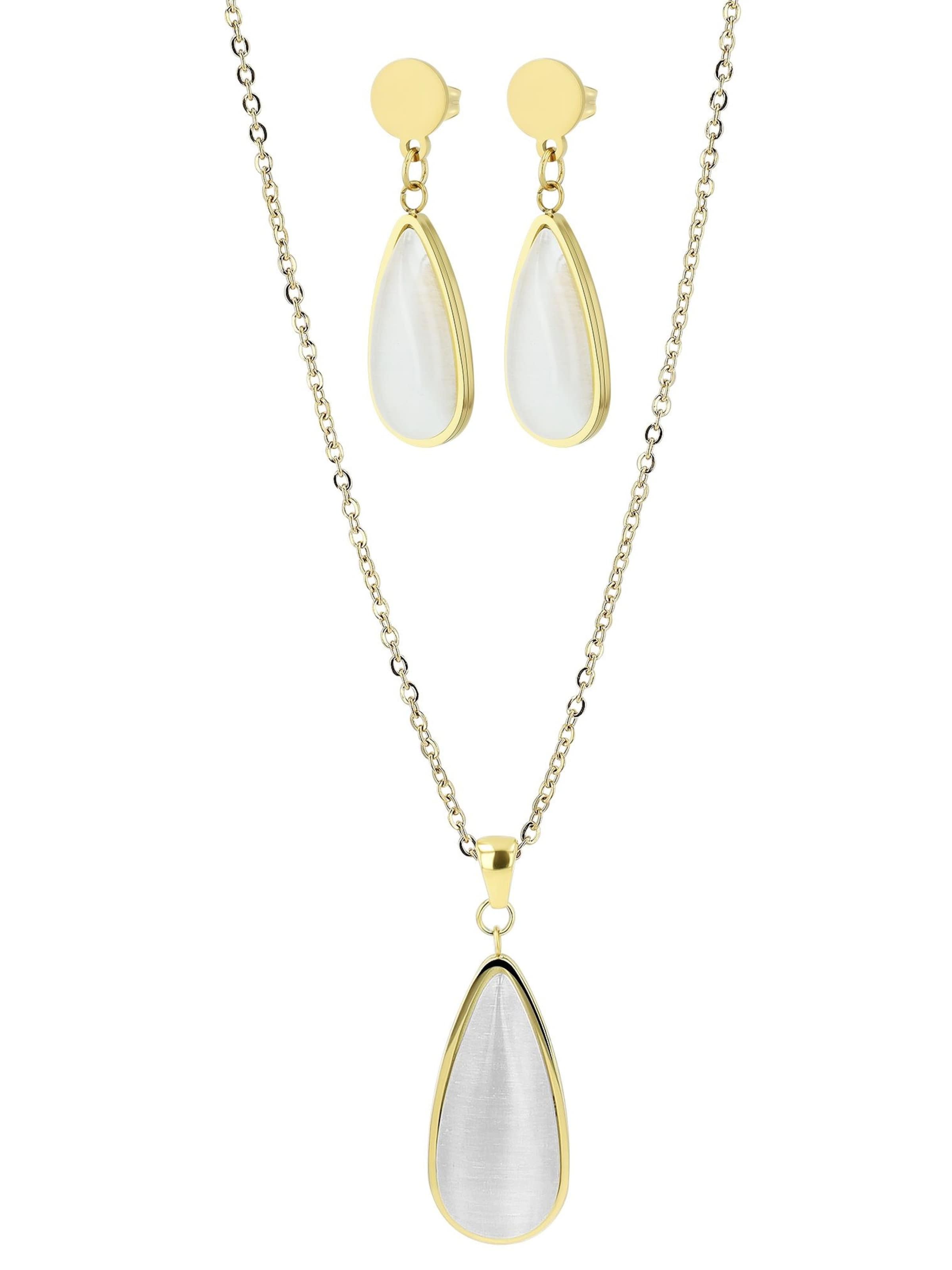 Akzent Schmuckset 'Edelstahl silber'‌ in Gold: Vorderseite