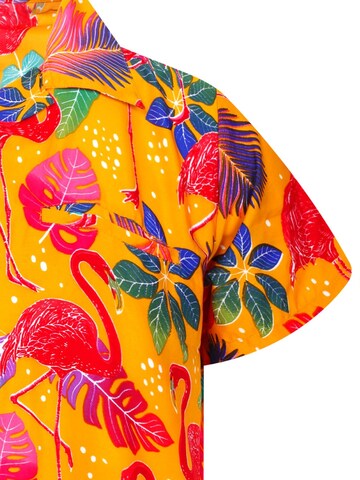 King Kameha Shirt 'Funky Flamingos'‌‌‌‌‌‌ in Gelb
