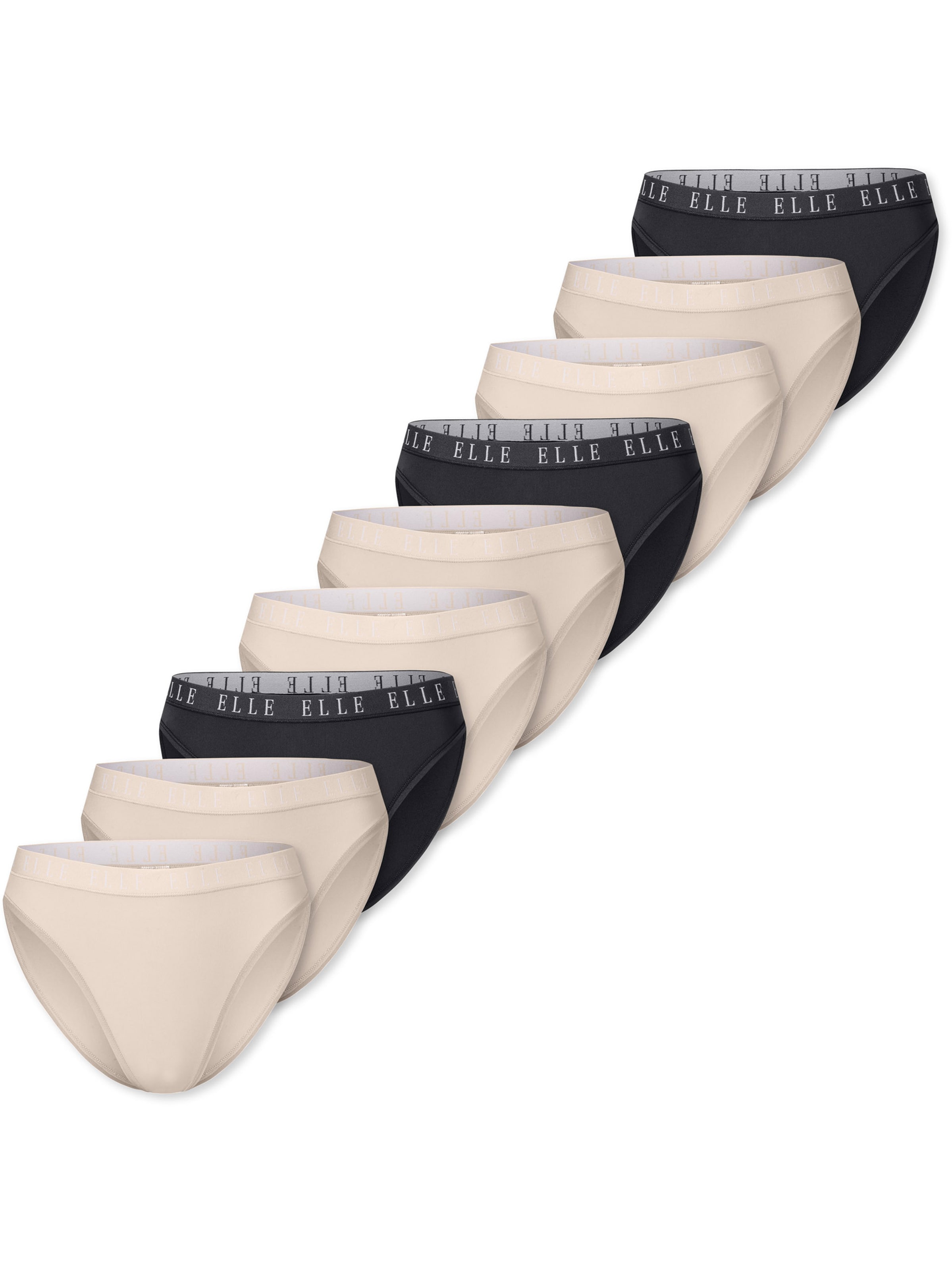 ELLE Slip ' High Leg Logo ' in Beige: front