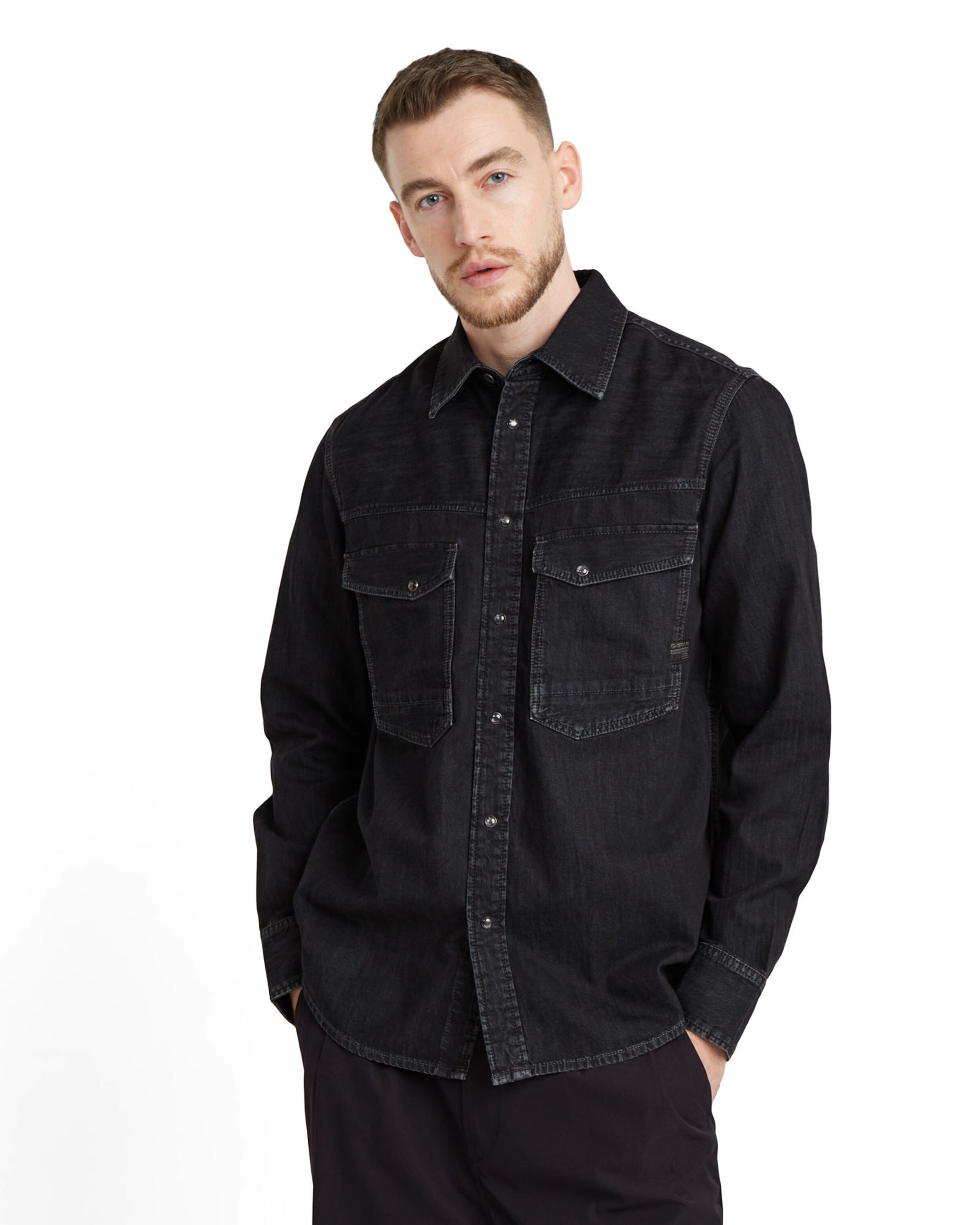 G-STAR Regular fit Overhemd 'Dakota' in Zwart: voorkant