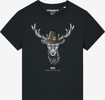 Maglietta 'Hirsch' di Watapparel in nero: frontale