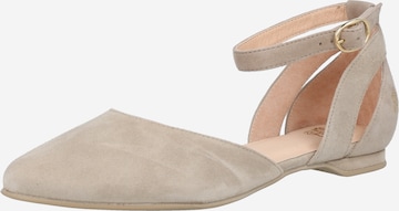 Apple of Eden Ballet Flats with Strap 'Beny' in Beige: front