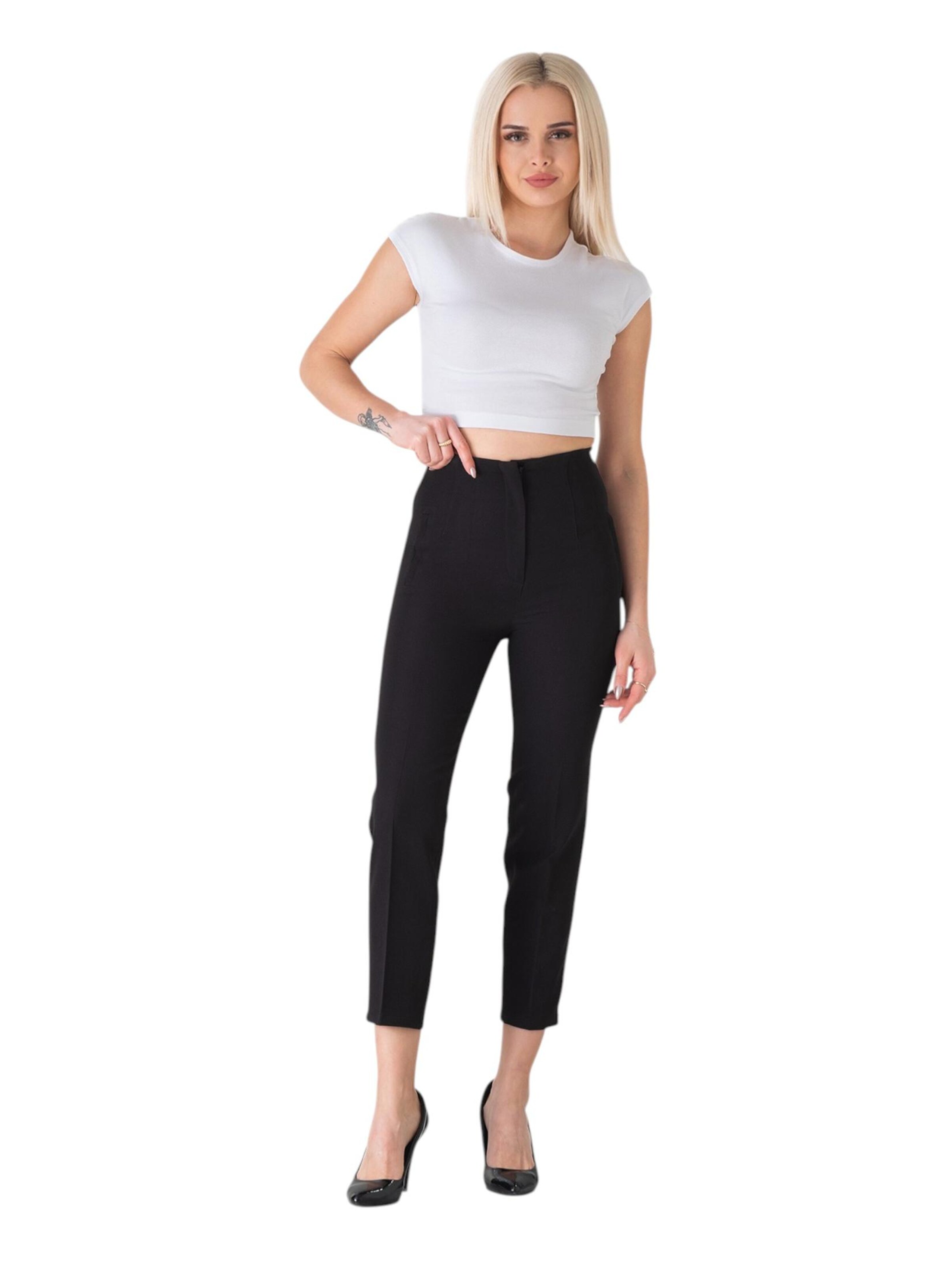 Coupe slim Pantalon à pince 'Alessia' fashionshowcase en noir