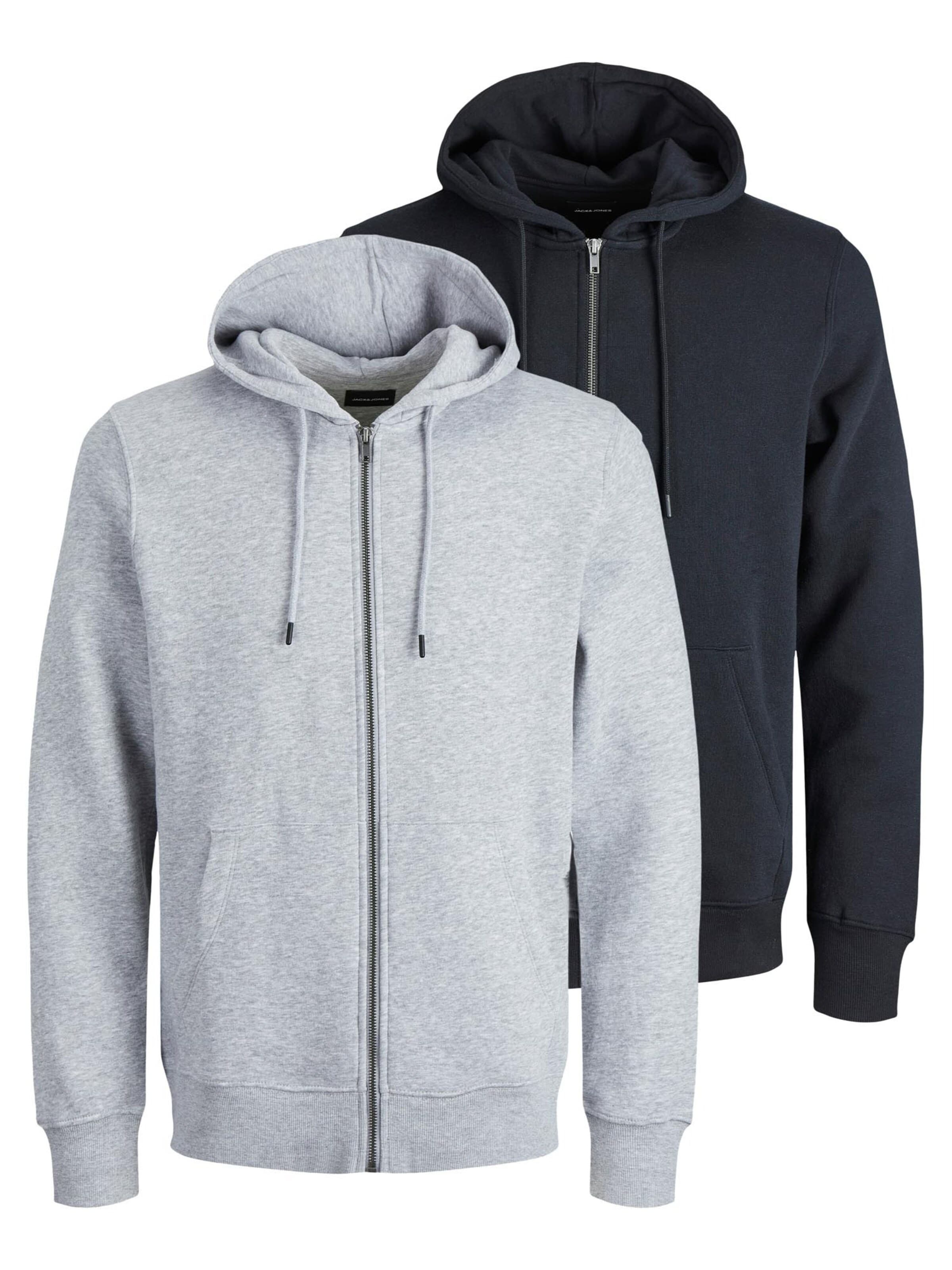 JACK & JONES Zip-Up Hoodie 'Star' in Black: front