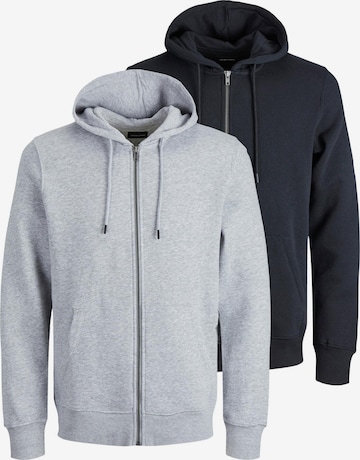 JACK & JONES Zip-Up Hoodie 'Star' in Black: front