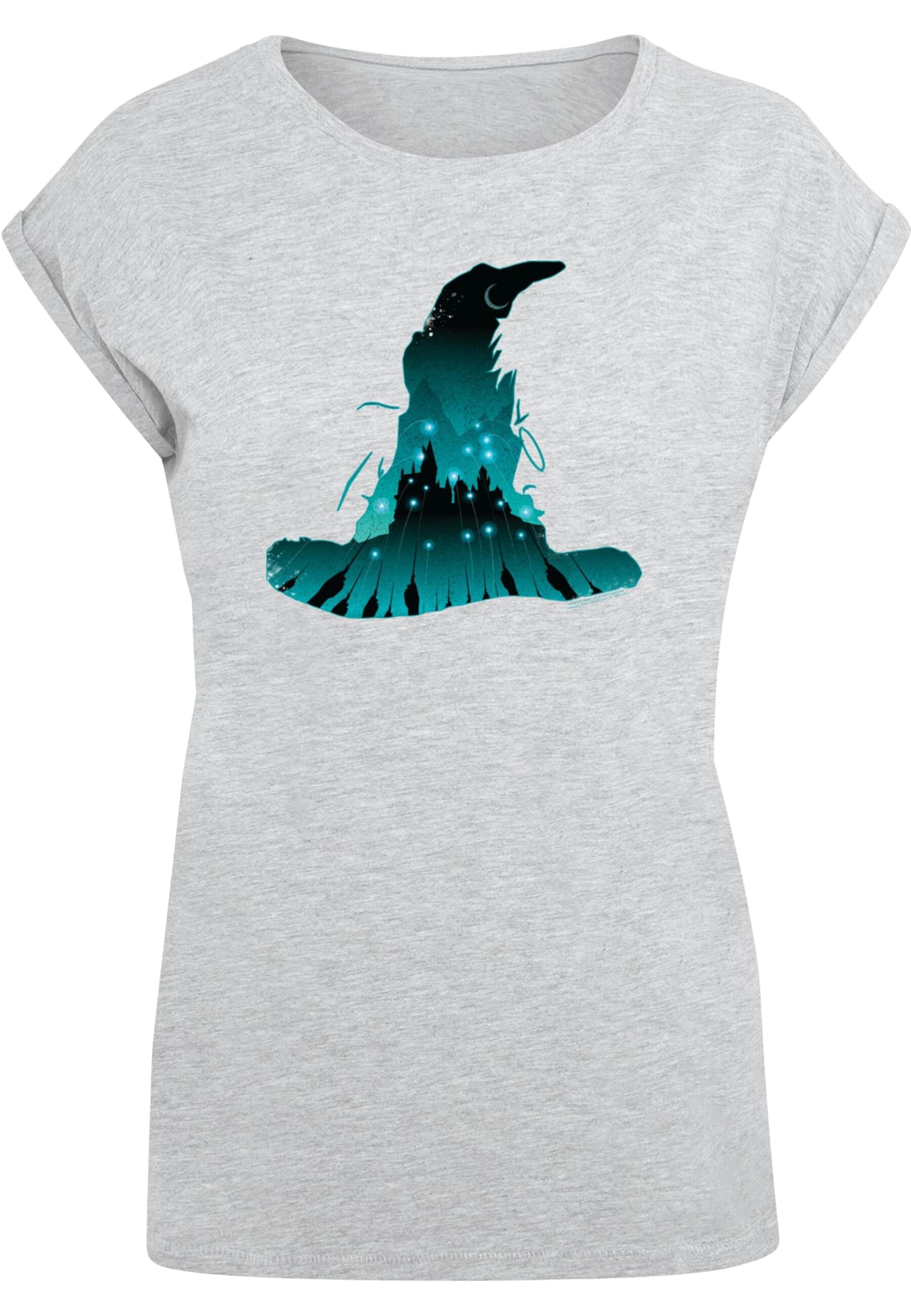 ABSOLUTE CULT T-Shirt 'Harry Potter- Hogwarts Silhouette' in Grau: Vorderseite