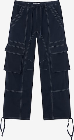 Pull&Bear Loosefit Cargobroek in Blauw: voorkant