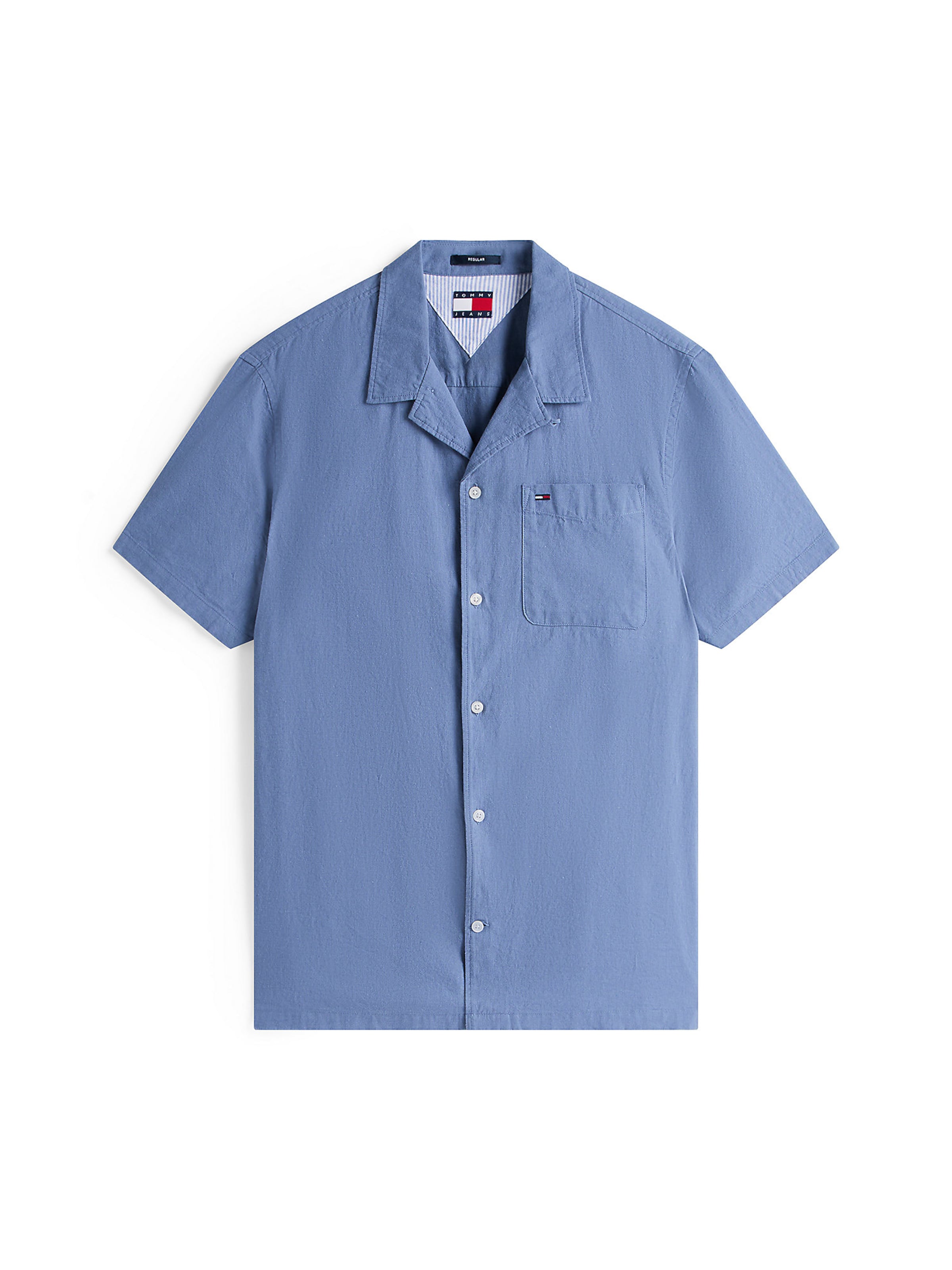 Tommy Jeans Button Up Shirt in Blue: front