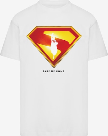 ABSOLUTE CULT Shirt 'Superman Logo Take Me Home' in Wit: voorkant