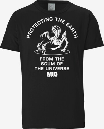 LOGOSHIRT Shirt 'MIB - Protecting The Earth' in Black: front