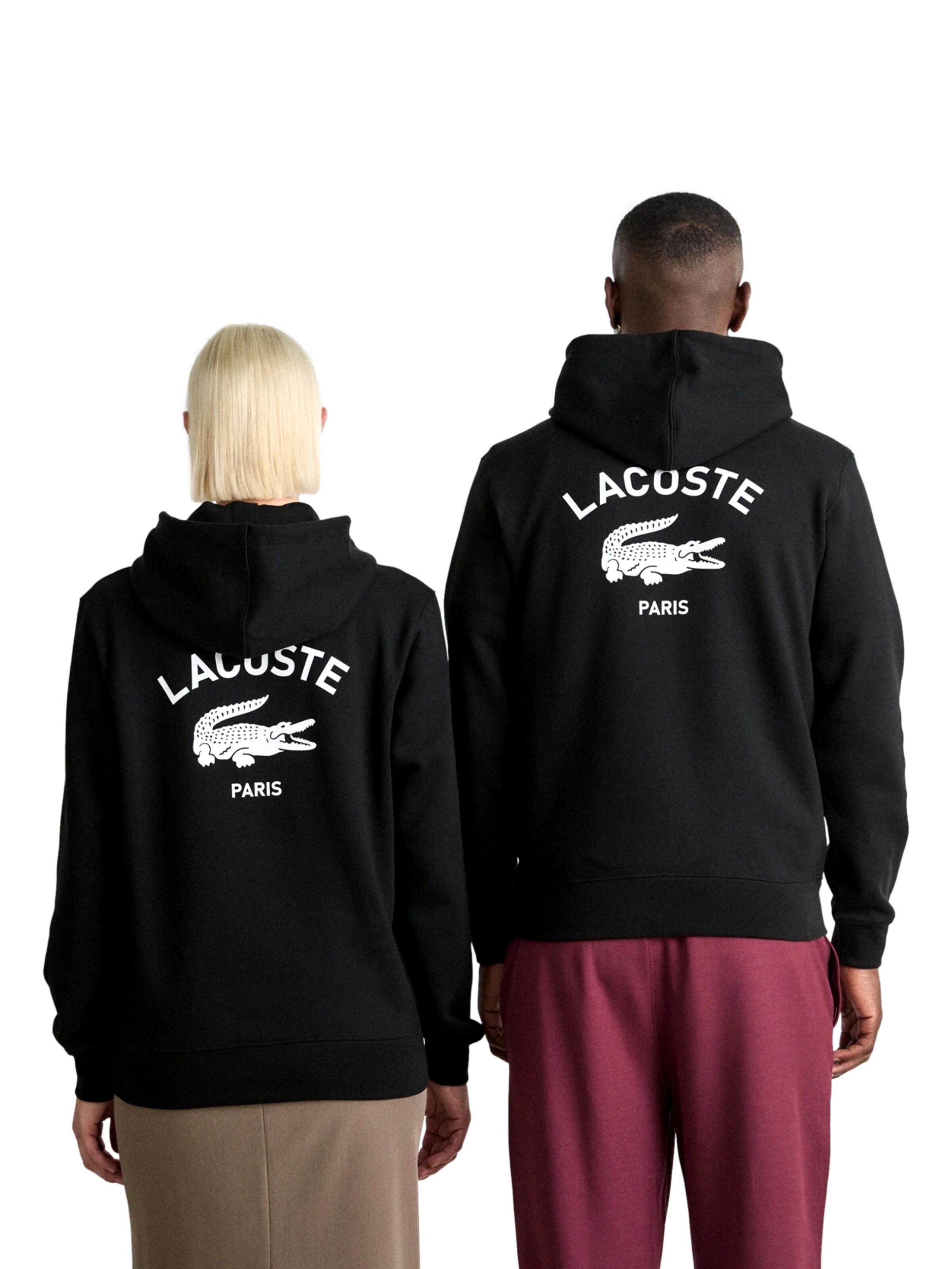 Bluză de molton de la LACOSTE pe negru: față
