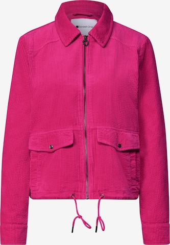 STREET ONE Cordjacke mit Hemdkragen und Zipper in Pink: Vorderseite