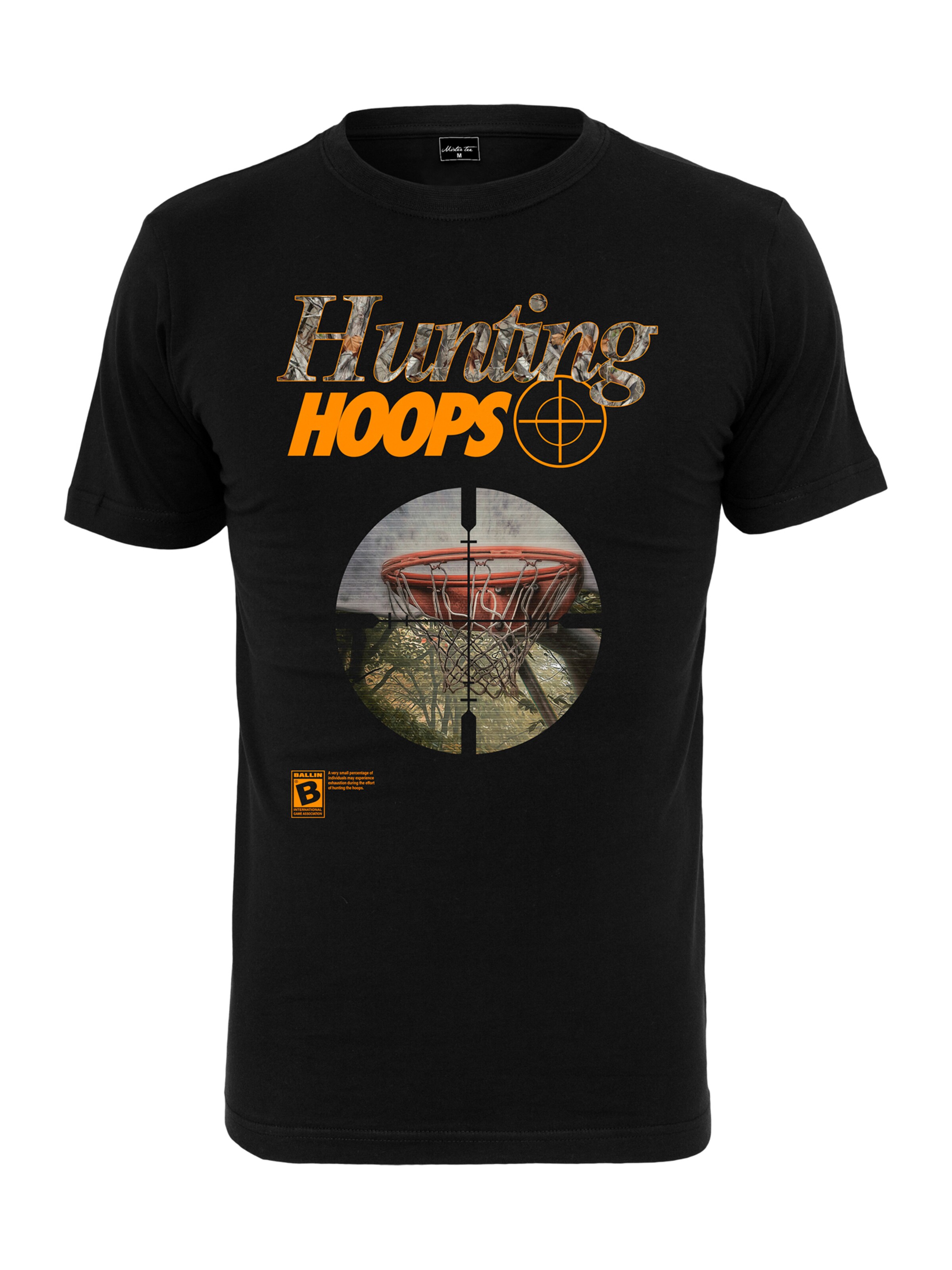 Mister Tee Тениска 'Hunting Hoops' в черно: отпред