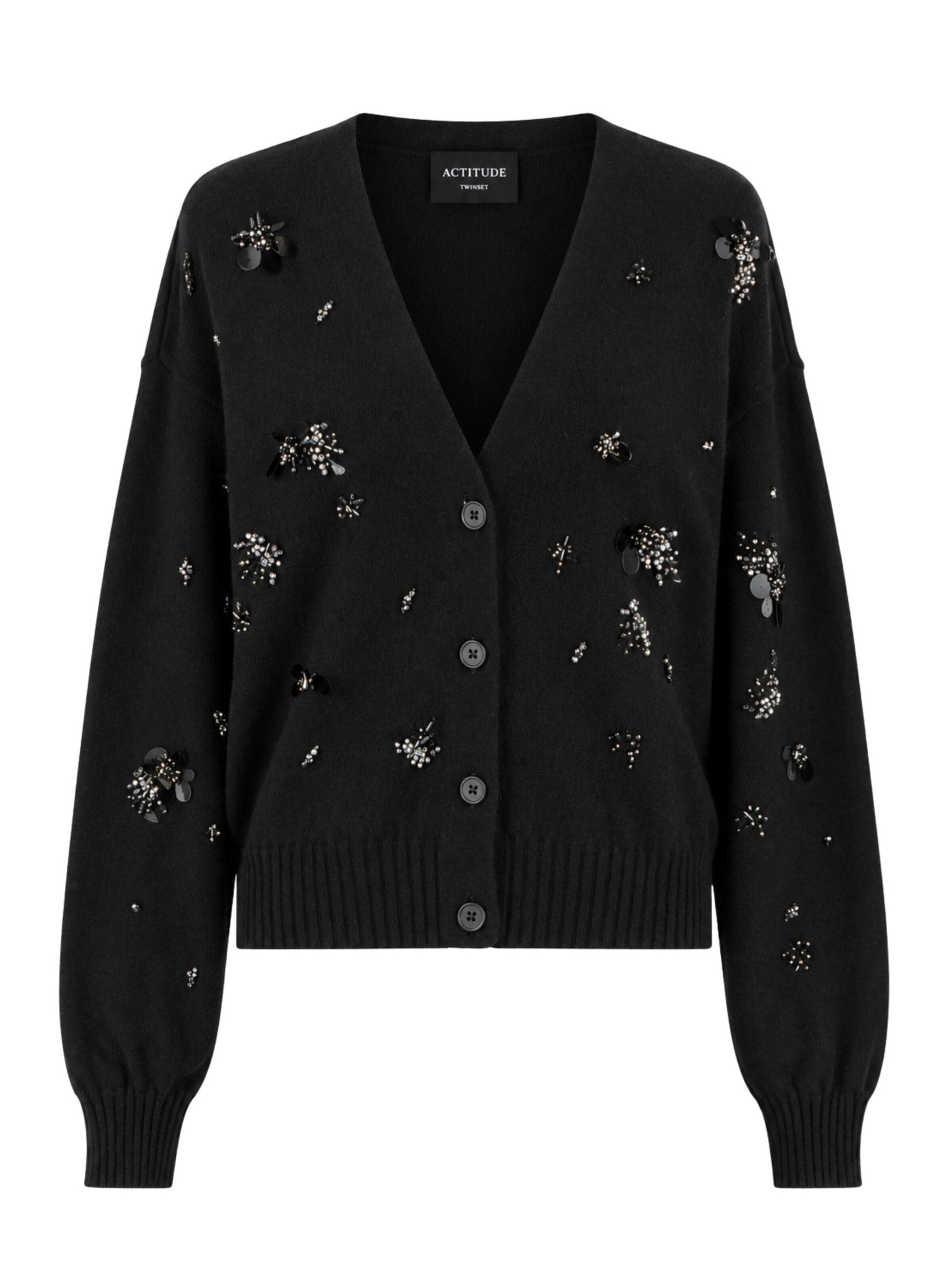 Twinset Gebreid vest 'ACTITUDE' in Zwart: voorkant