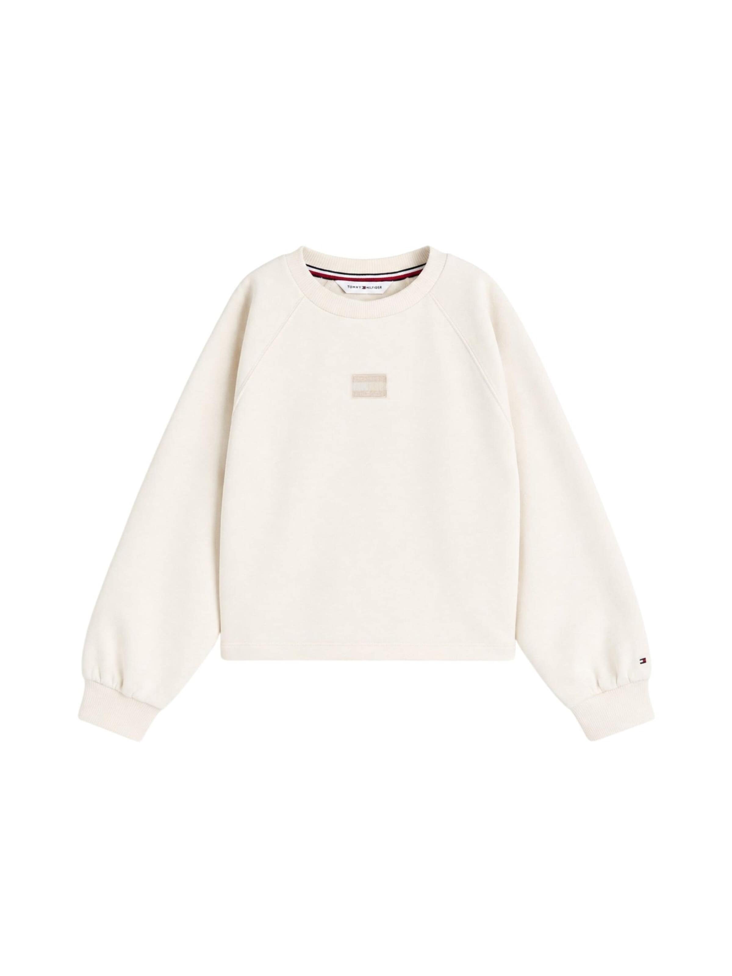 TOMMY HILFIGER Sweatshirt 'TONAL FLAG RAGLAN CREW FELPA'‌‌‌‌ in Weiß: Vorderseite