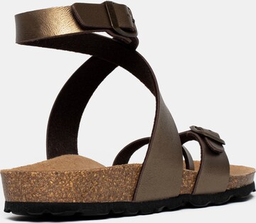 Bayton T-Bar Sandals 'Swan' in Brown