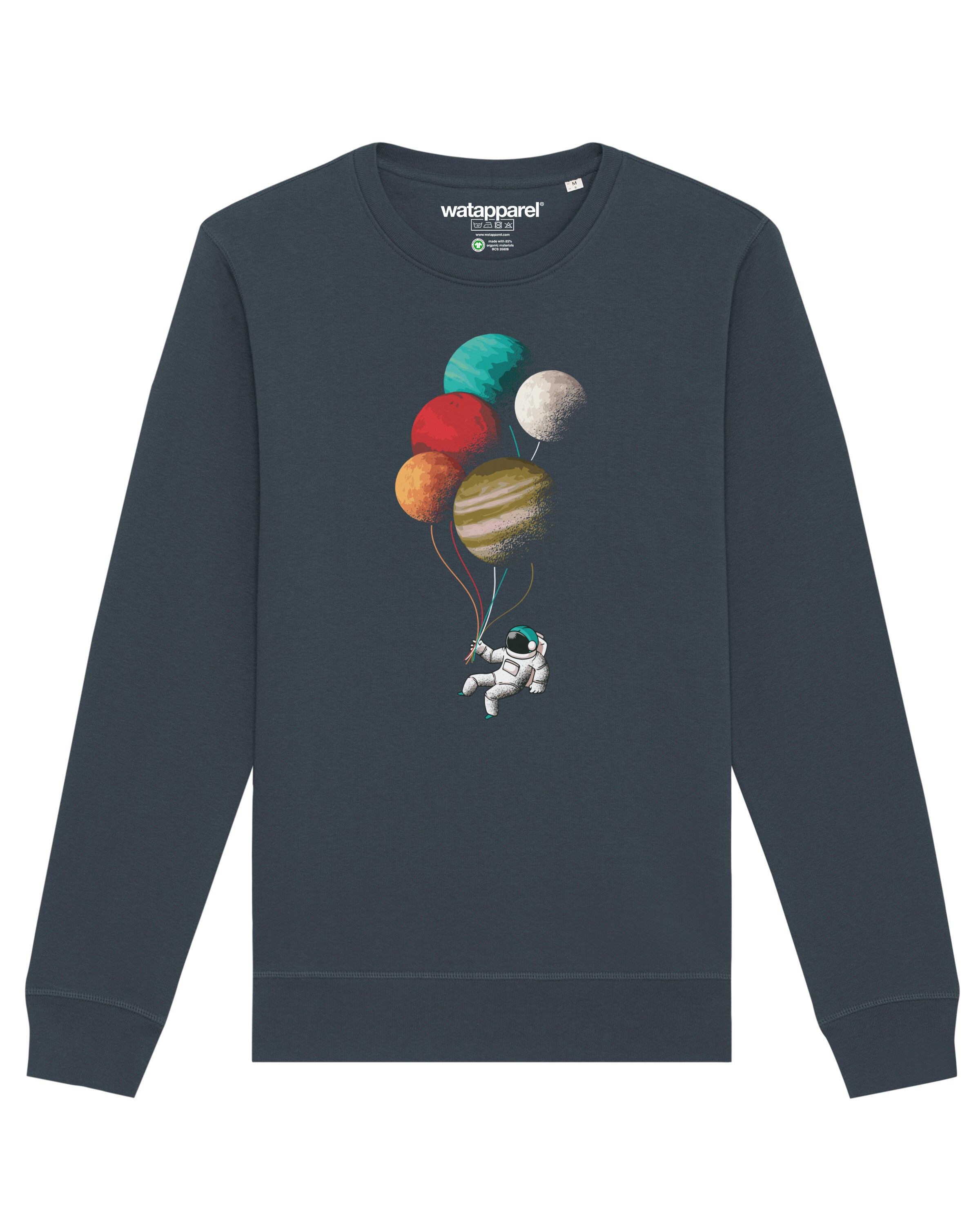 Sweat-shirt ' Balloon Spaceman ' Watapparel en gris : devant