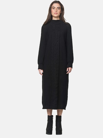 Elara Gebreide jurk in Zwart: voorkant
