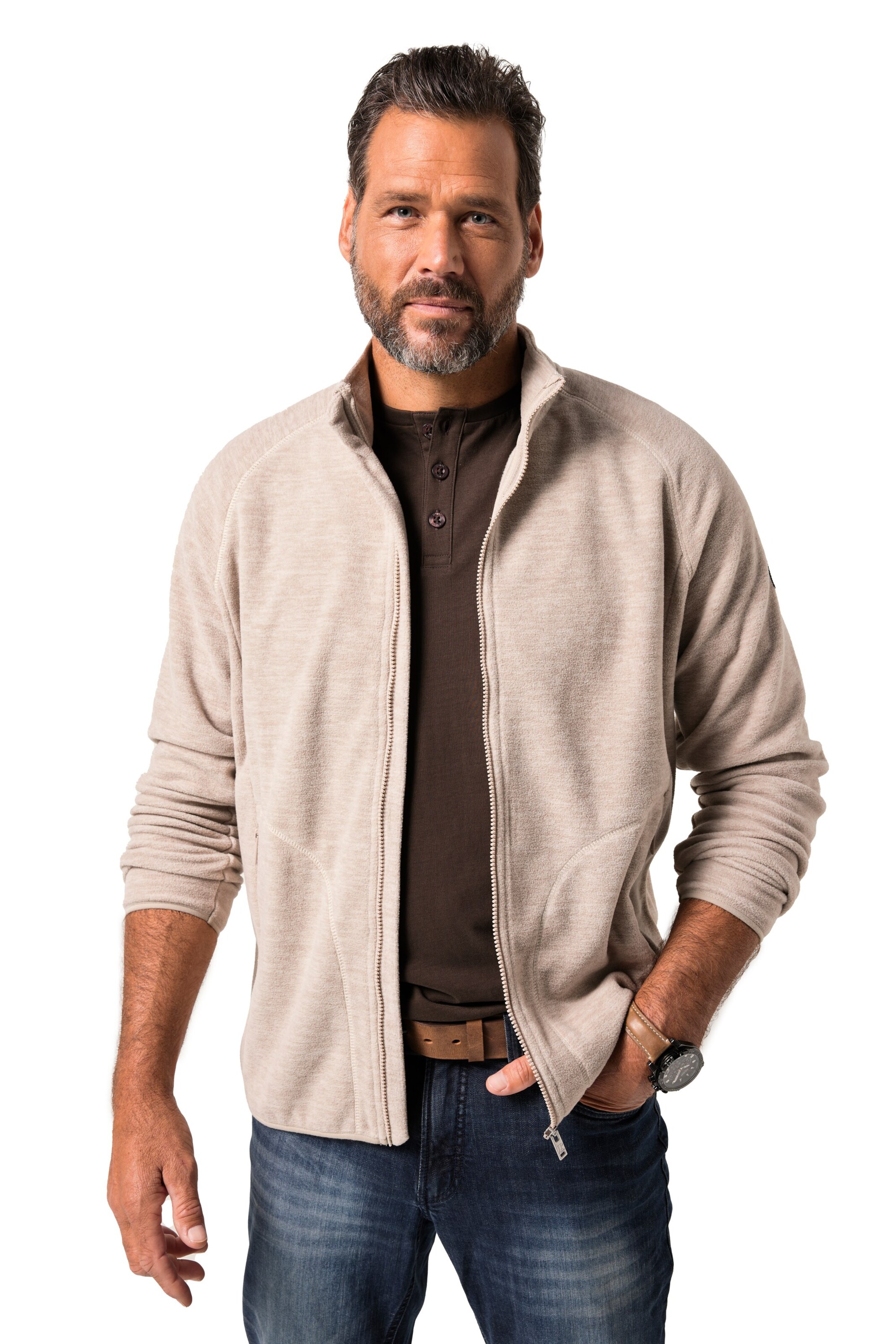 Veste en polaire JP1880 en beige : devant