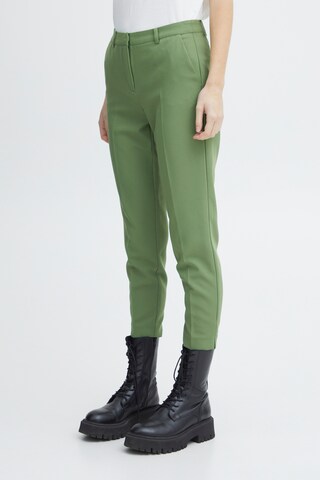 ICHI Slim fit Trousers with creases 'Lexi' in Green