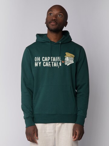 Sweat-shirt 'Oh Captain My Captain' Watapparel en vert : devant