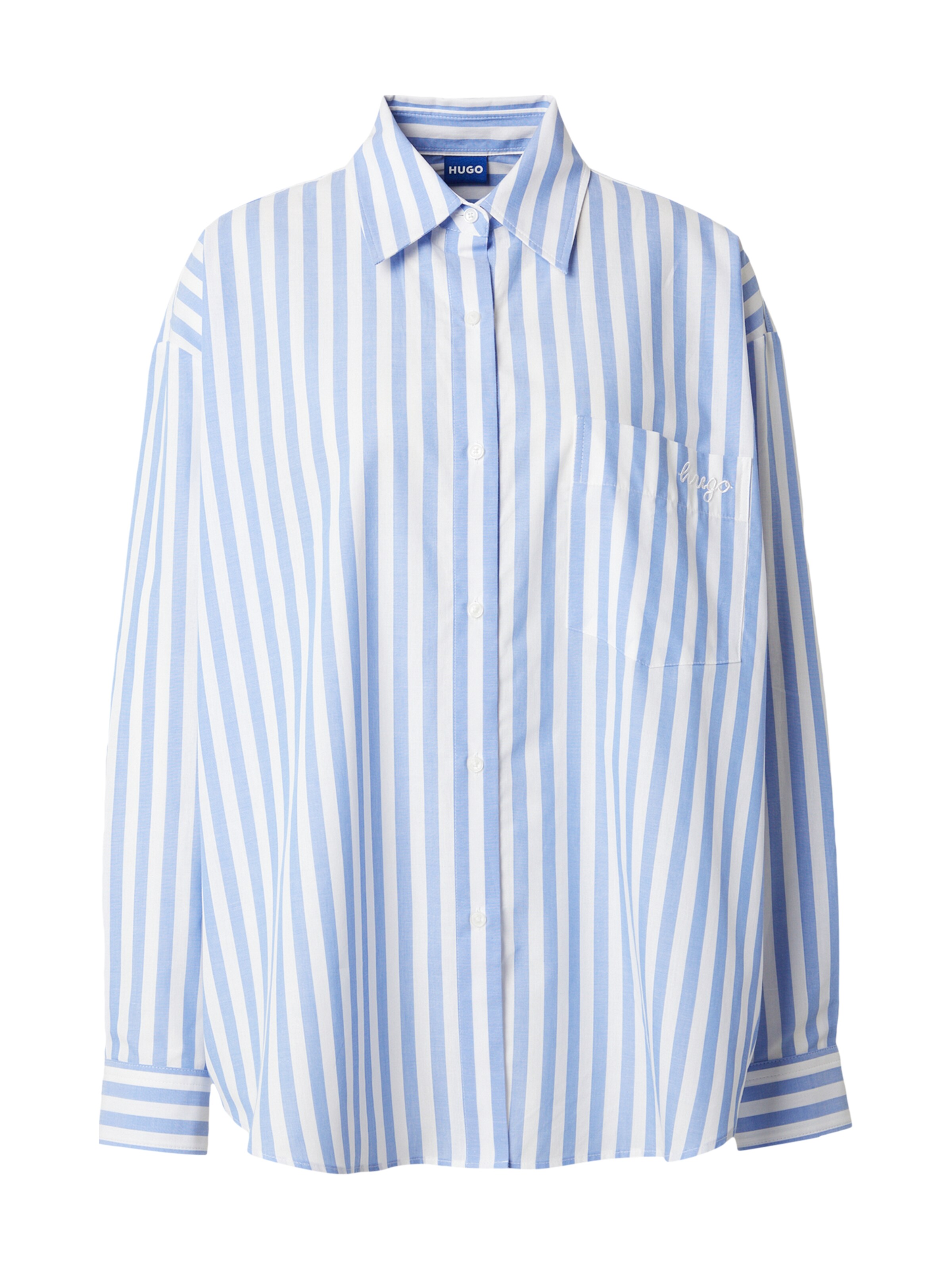 HUGO Blouse 'Elisana_B' in XXS in de kleur Lichtblauw / Wit, Productweergave