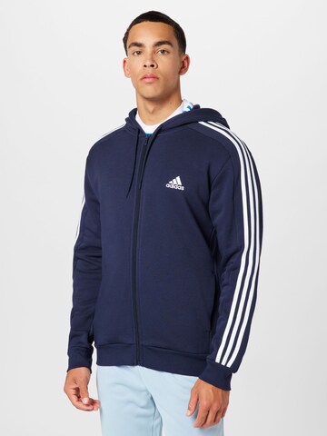 ADIDAS SPORTSWEAR Athletic Zip-Up Hoodie 'Essentials' in Blue: front