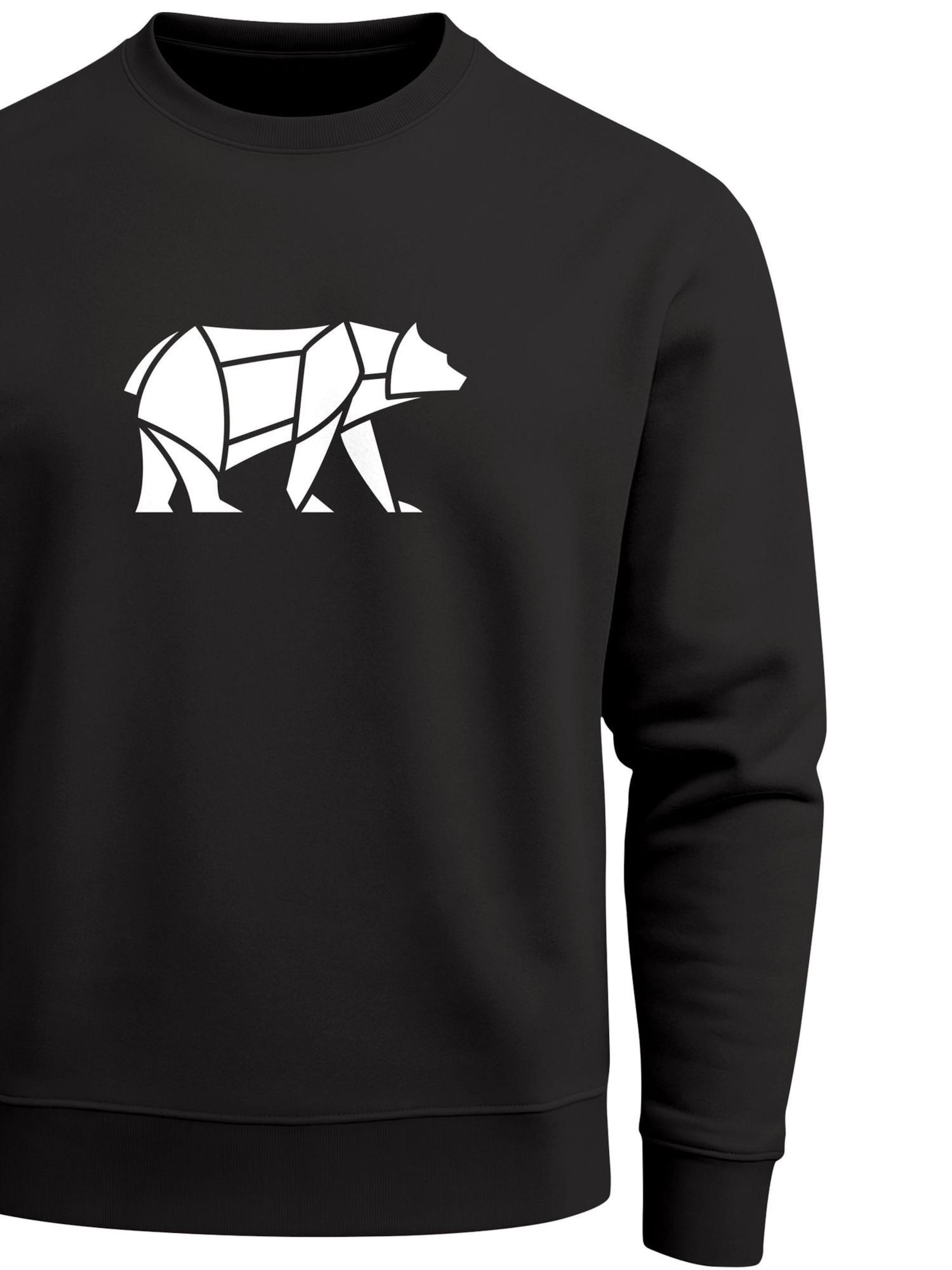 Neverless Sweatshirt 'Bär Lineart Polygon' in Black