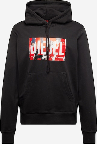 DIESEL Sweatshirt 'GINN' in Zwart: voorkant