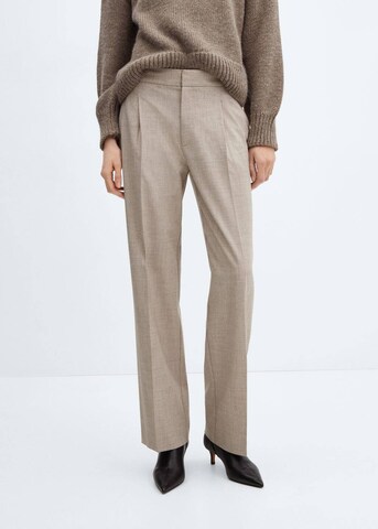 Loosefit Pantalon à plis 'Cesi' MANGO en beige : devant