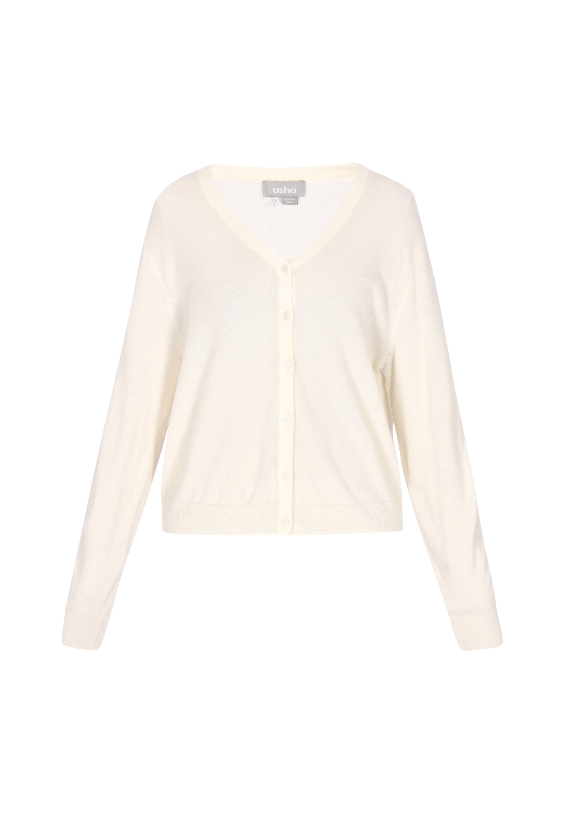 Usha Strickjacke 'Casual' in Weiß: Vorderseite