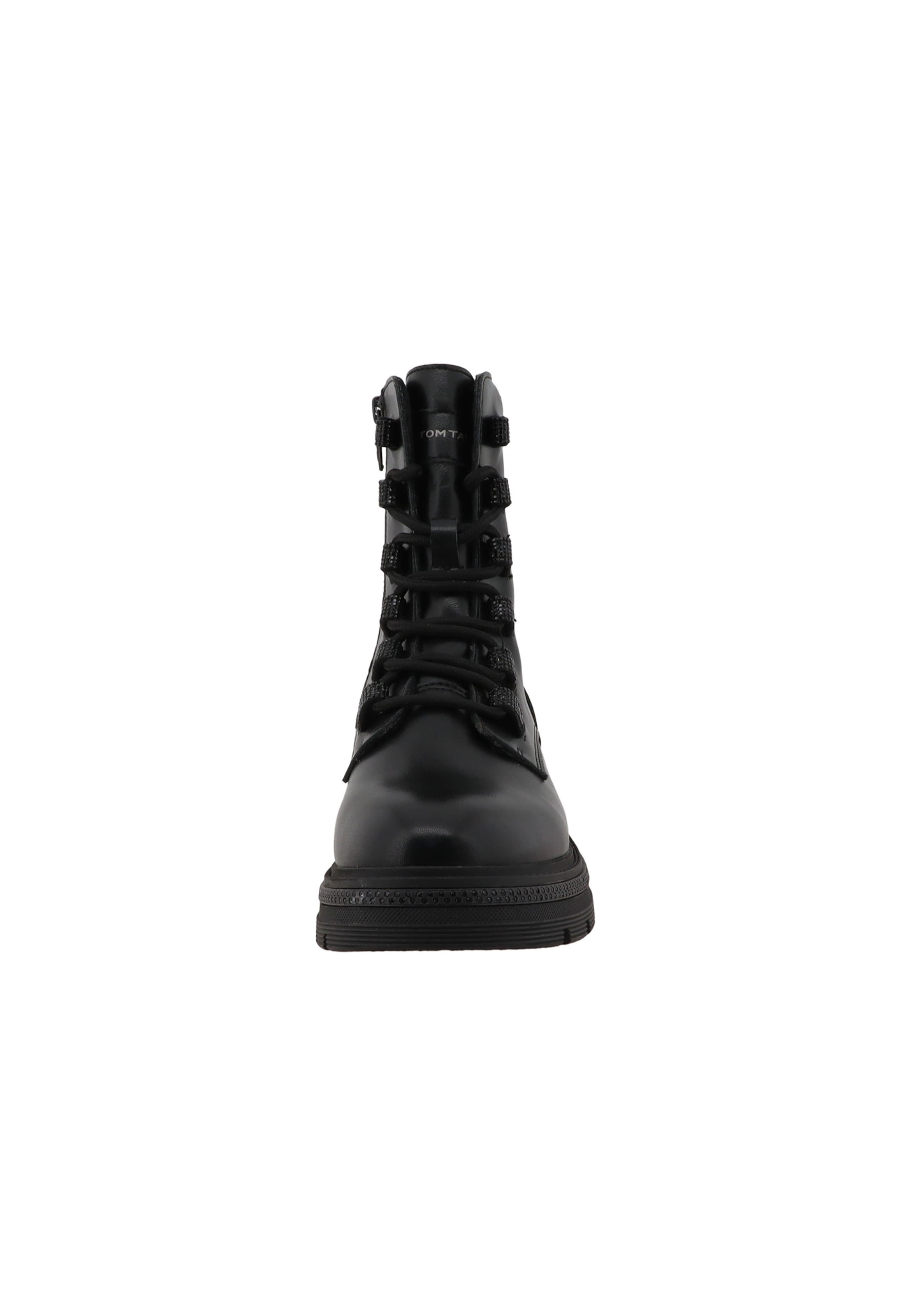 TOM TAILOR Schnürstiefelette in Schwarz