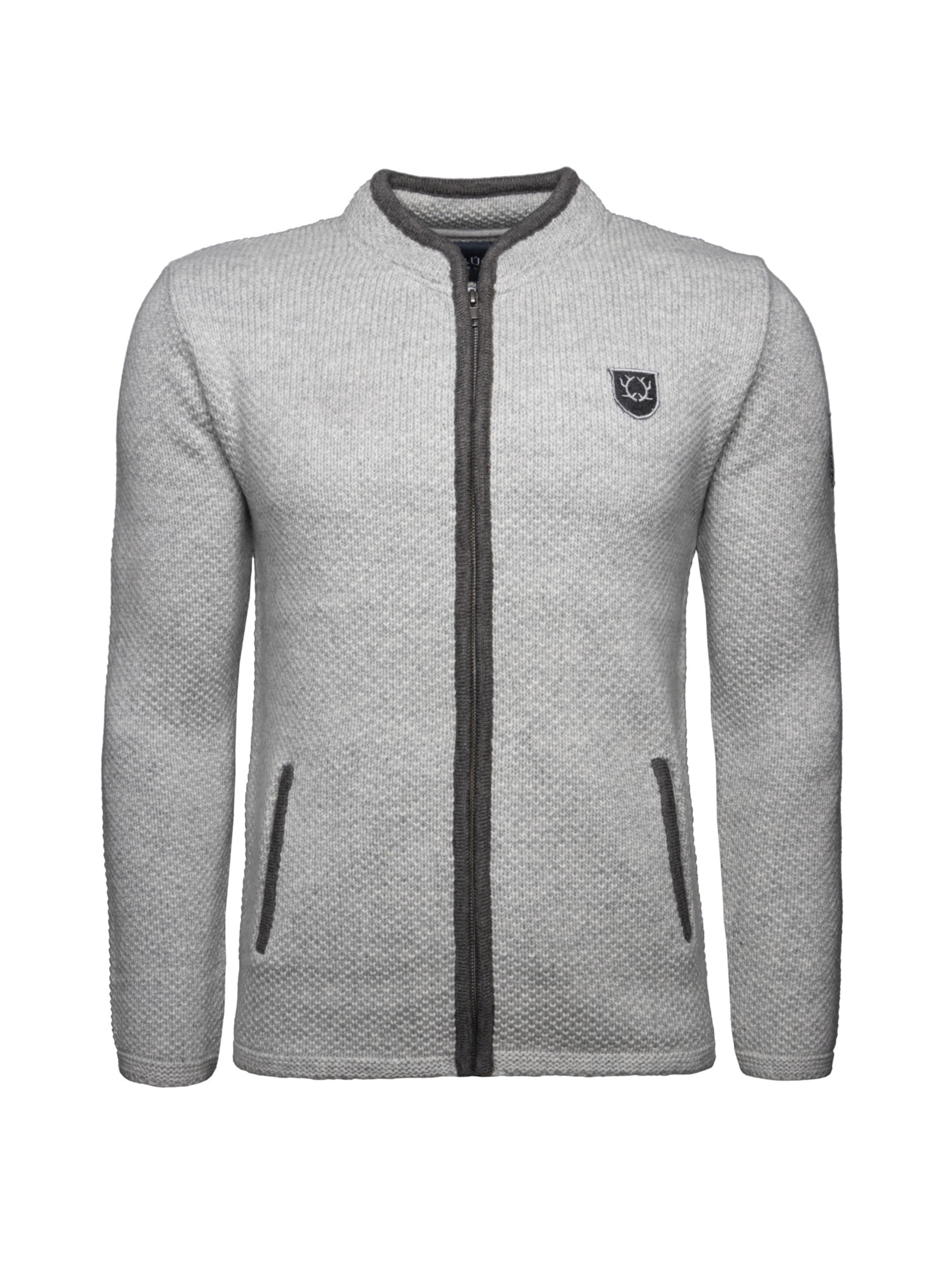 Krüger Buam Knit cardigan 'Malte' in Grey: front