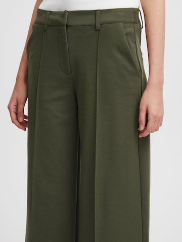 Wide leg Pantaloni con piega frontale 'Kate' di ICHI in verde